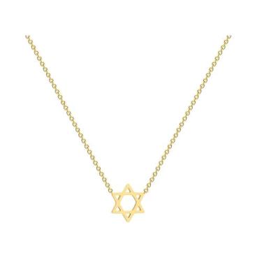Imagem de Colar com pingente de estrela de Davi dourado delicado joia judaica para presente feminino, Zinco, Sem Pedra Preciosa