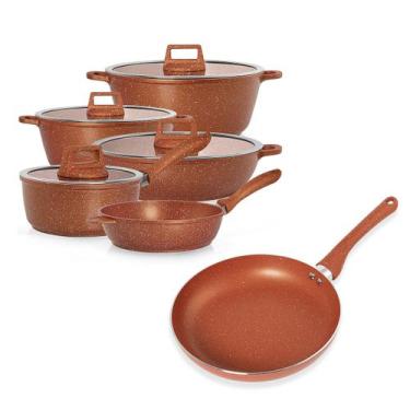 Imagem de Jogo 6 Panelas Indução Antiaderente Graniflon Moda do Chef, Laranja