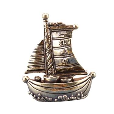 Imagem de Generic Ornamento de desktop em miniatura de barco Feng shui decoração retrô pequeno escultura de prosperidade de estátua decorativa para escritório de