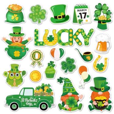 Imagem de FYSUIMU Adesivos de gel espesso do dia de São Patrício, trevo da sorte, trevo, gnomo, caminhão, janela, geladeiras, crianças, crianças, sala de aula, artigos de festa, 2 folhas
