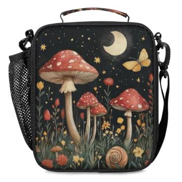 Imagem de Lancheira para meninos e meninas – Lancheira térmica reutilizável para crianças – Mushroom Moon Cooler de grande capacidade de volta às aulas Lancheira térmica