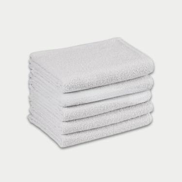 Imagem de Kit com 10 Toalhas de Rosto para Salão de Beleza Barbearia Manicure Algodão para Uso Profissional Resistente a Lavagens(Branco)