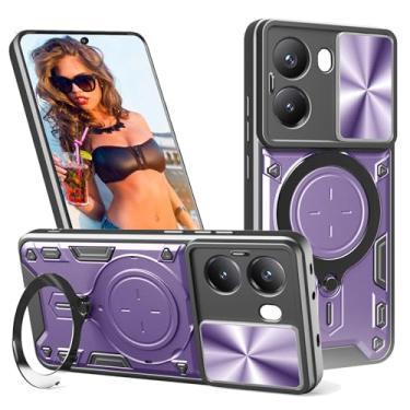 Imagem de Ephoou Capa protetora para Xiaomi Poco X7 Pro/Redmi Turbo 4 de 6,7 polegadas com suporte de anel magnético, capa resistente à prova de choque de grau militar com capa de lente de câmera deslizante