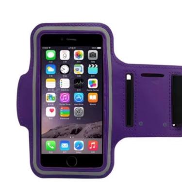 Imagem de Braçadeira Esportiva Porta Celular Para Braço, Ajustável, Resistente e Confortável, Tecnologia em Movimento Para Corrida, Academia e Exercícios Físicos (Roxo)