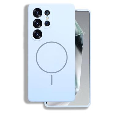 Imagem de LTLMYDAM Capa fina para Samsung Galaxy S25 Ultra/S25 Plus/S25, capa de silicone líquido, capa de carregamento sem fio com sucção magnética, proteção contra quedas, cromada, S25 Plus