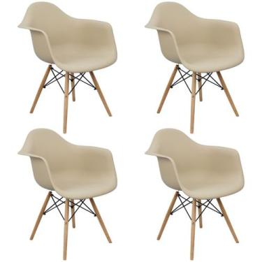 Imagem de Kit 4 Cadeiras Charles Eames Eiffel Design Wood Com Braços - Lianto De