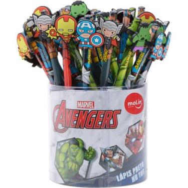 Imagem de Lápis Preto Redondo Decorado THE Avengers com Borracha Pote com 36 Uni