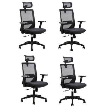 Imagem de Kit 4 Cadeiras Presidente Nr17 Office Chicago Preto