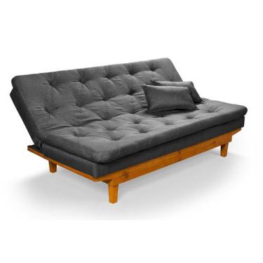 Imagem de Sofá Cama Caribe em Linho Base Madeira Essencial Estofados,  Grafite