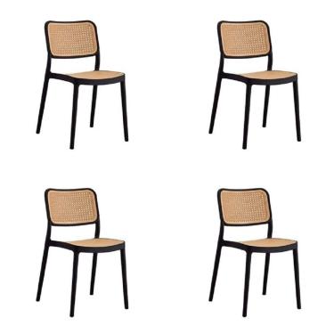 Imagem de Conjunto 4 Cadeiras para Jardim e Varanda Lia Preto/Caramelo