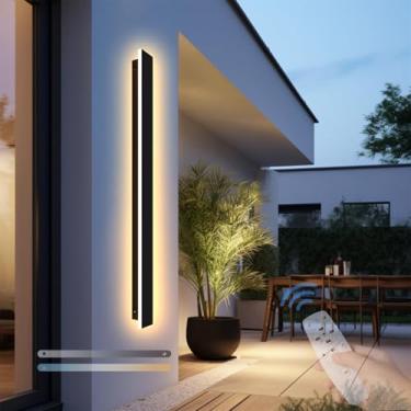 Imagem de Luminária de parede externa LED com controle remoto, arandelas de parede reguláveis, 3 cores, 10% de brilho, luz de parede IP65, à prova de chuva, acrílico, iluminação de parede externa, mod