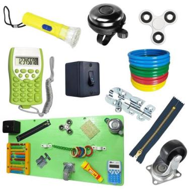 Imagem de Painel Sensorial Busy Board Madeira Educativo Placa de Atividades - br