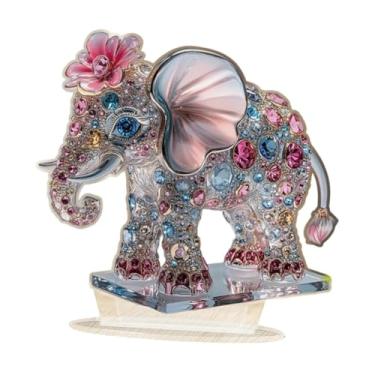 Imagem de rockible Decoração de animais acrílico decoração de festa 2d sinais planos ornamento de peça central para lareira de canto de férias de escritório, Elefante