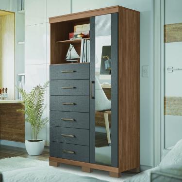 Imagem de Multi-Comoda Maraba Santos Andira 1.6 Jatoba Grafite c/ Pés e Espelho