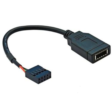 Imagem de CY Chave de soquete de painel frontal USB 3.1 única - A Tipo-E para USB 2.0 9 pinos 10 pinos cabo de extensão macho para placa principal