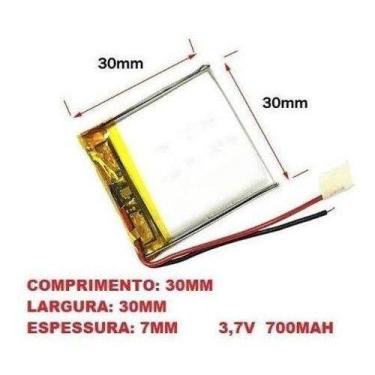 Imagem de Bateria  700 Mah  3.7v  Com 2 Fios 7mm X 30mm X 30mm - bgb