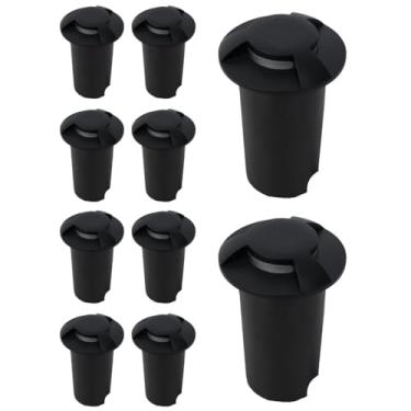 Imagem de Kit 10x Balizador Blindado Embutir Piso Solo Preto 3 Fachos LED 1W IP65 3000K Bivolt