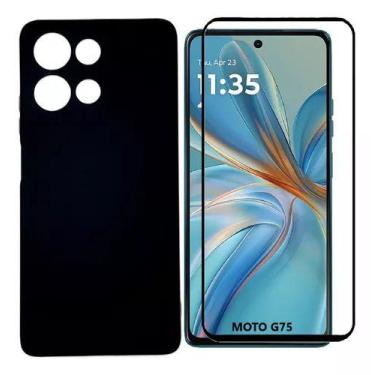 Imagem de Kit Capa Case Silicone Aveludada para Motorola Moto G75 5g + Película 