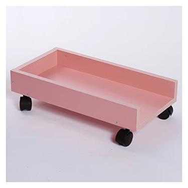 Imagem de Suporte de CPU para computador principal, suporte de torre de PC móvel com rodas, carrinho de CPU com laterais protetoras com 4 rodas giratórias sob a mesa PC suporte de torre (cor: amarelo) (rosa)
