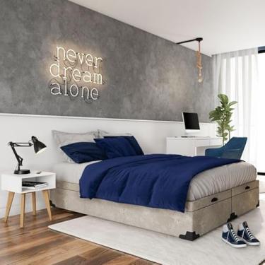 Imagem de Base para Cama Box Queen Madalynn com Baú Suede (45x158x198) Bege