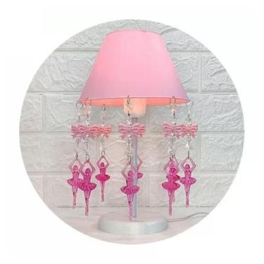 Imagem de Abajur Rosa Bebê Artesanal - Decoração Quarto Infantil - Lustres Sh De