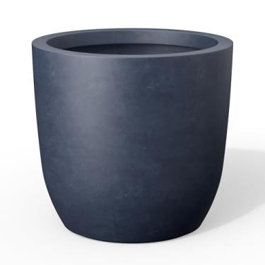 Imagem de Kante Vaso grande redondo de concreto, vaso de plantas de estilo clássico de 50 cm de diâmetro com orifício de drenagem, ideal para casa, pátio, jardim, flores, árvores, carvão vegetal