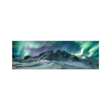 Imagem de BMZFYBS Pintura de paisagem - imagem de arte de parede em tela - montanha de inverno aurora boreal - impressões em tela de natureza para sala de estar quarto decoração de casa 50 x 150 cm 20 x 59
