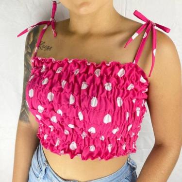 Imagem de Blusa Cropped Feminino Lastex Com Alcinha Ajustável De Laço - xorameni