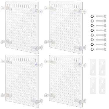 Imagem de Nuanchu Conjunto de 4 divisórias de aquário de acrílico de 29 x 24 cm, divisor de aquário flexível e emendável com ventosas, placa de emenda para tanque de 30/40/50/65/75/90/125/150 galões
