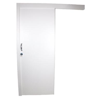 Imagem de Kit Porta de Madeira de Correr Completa 213cm X 60cm Batente 14cm Incoportas Branco TX