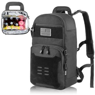 Imagem de DBTAC Mochila tática para almoço, grande, para homens e mulheres | Mochila térmica para trabalho, piquenique, viagem, Preto, 24-Cans