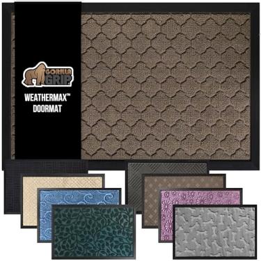 Imagem de (90cm x 60cm , Beige: Quatrefoil) - Gorilla Grip The Original Durable All-Natural Rubber Door Mat, Indoor Outdoor, 2 Sizes and 8 Colours, Large 90cm x 60cm , Waterproof, Low-Profile, Easy-To-Clean (Beige: Quatrefoil)