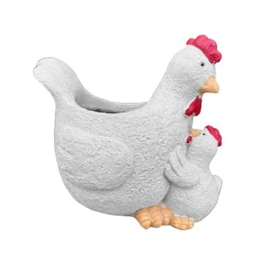 Imagem de Fenteer Galinha de ginástica e garotas de galinha e garotas estatuas de ornamento de desenhos animados portáteis para o pátio de gramado ao ar livre no