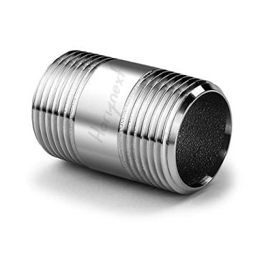 Imagem de Horiznext Bico de tubo de aço inoxidável 304 npt 1/2 macho roscado encaixe fundido, conector de extensão de manga de tubo de 5 cm de comprimento, adaptador de mangueira de 40 conduítes