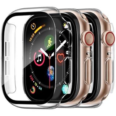 Imagem de [Pacote com 3] Capa rígida de PC Charlam compatível com Apple Watch 40 mm SE iWatch Series 6 5 4 protetor de tela integrado, protetor de tela fino, capa protetora à prova de choque, transparente,