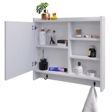 Imagem de Espelheira Suspensa Para Banheiro Closet Porta e Nichos Ganchos Toalhas (BRANCO)