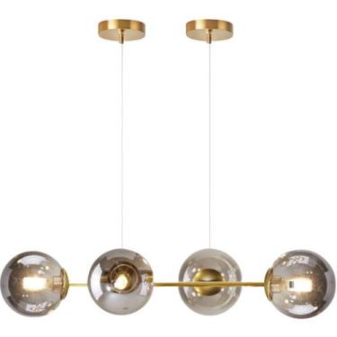 Imagem de Lustre Pendente 4 Globos 90cm x 88cm Jabuticaba Dourada Luminária Teto