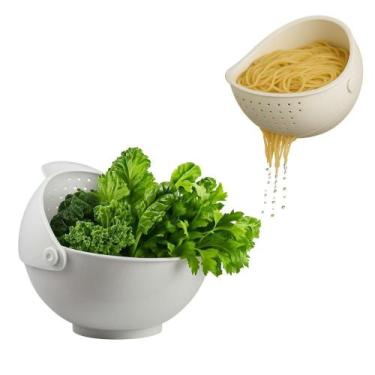 Imagem de Tigela Escorredor Macarrão Legumes Branco Retrátil Prana