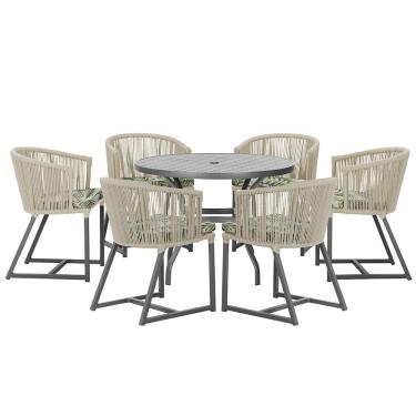 Imagem de Mesa com 6 Cadeiras de Jantar Roma 120cm e Noronha em Alumínio