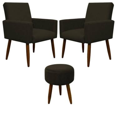 Imagem de Kit 2 Poltronas E Puff Sala E Quarto Nina Suede Herrero Cor:marrom