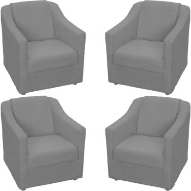 Imagem de Kit 4 Poltronas Mila Pé De Plástico Cromado - Preto Suede