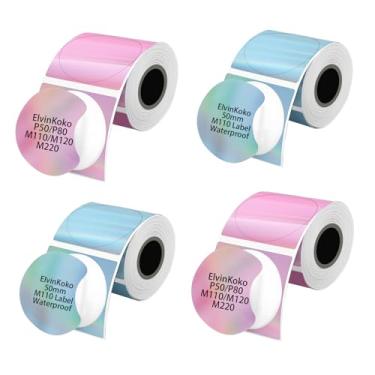 Imagem de 4 rolos M110 etiquetas térmicas redondas 1,96 (50 mm) à prova d'água papel a laser para etiquetas P50 M108 M220 fitas mix4