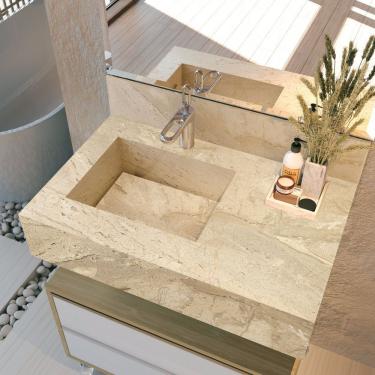 Imagem de Bancada Banheiro Em Porcelanato 80Cm Max Travertino