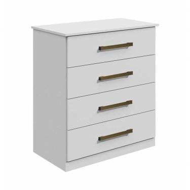 Imagem de Cômoda Rubi Bronze 4 Gavetas em MDF com Puxador Externo Plástico Branco Fosco