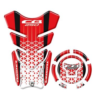 Imagem de Kit Protetor Tanque Bocal Adesivo Moto Honda Cb Twister Ano 2022/23 Vermelho
