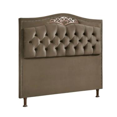 Imagem de Cabeceira Estofada Holanda 0,90 Solteiro Veludo Star Confort Marrom Castor