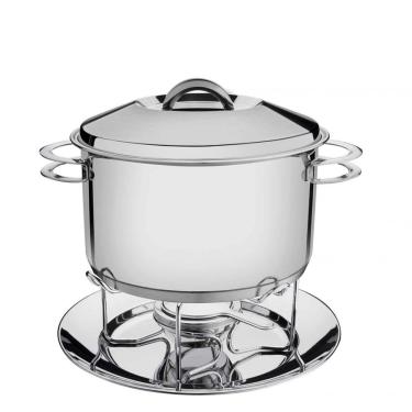 Imagem de Rechaud Tramontina Solar Em Aço Inox Fundo Triplo Com Fogareiro E Tampa De Inox 7,8 L Tramontina