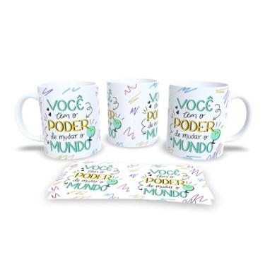 Imagem de Caneca de Cerâmica Dia dos Professores com frases, ensinar e inspirar (Você tem o poder de mudar o mundo)