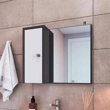 Imagem de Armário de Banheiro com Espelho Versato 1 PT Grafite e Branco 42x50 cm