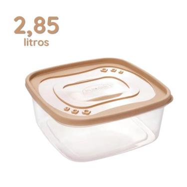 Imagem de Pote Porta Mantimentos Vasilha Alimentos Quadrado 2,85 L - PLASUTIL